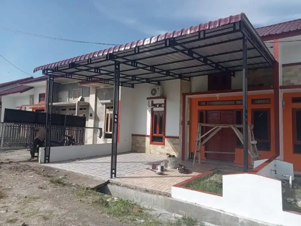 Kanopi rangka hollow 40x40 atap seng sepandek