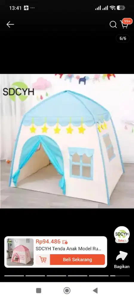 Tenda rumah warna biru