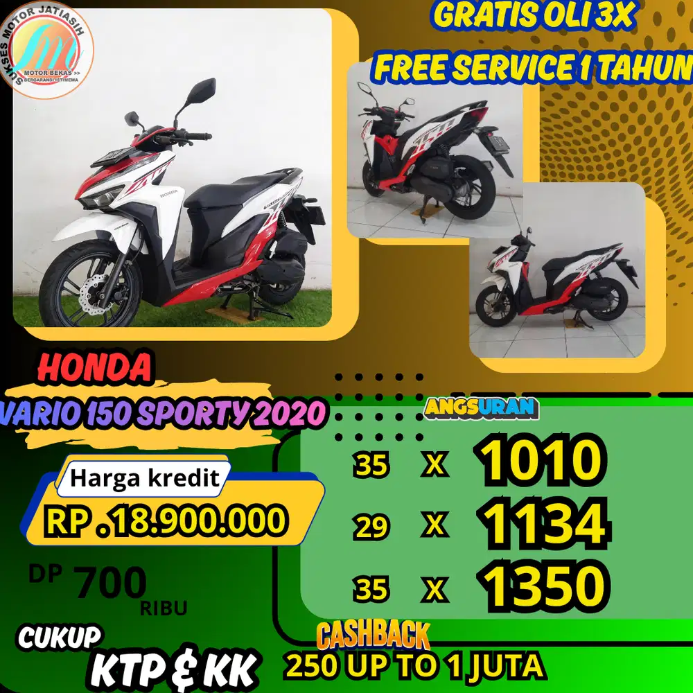 HONDA VARIO 150 KEYLESS2020 ANGSURAN TERMURAH SYRT KTP&KK(SUKSESMOTOR)