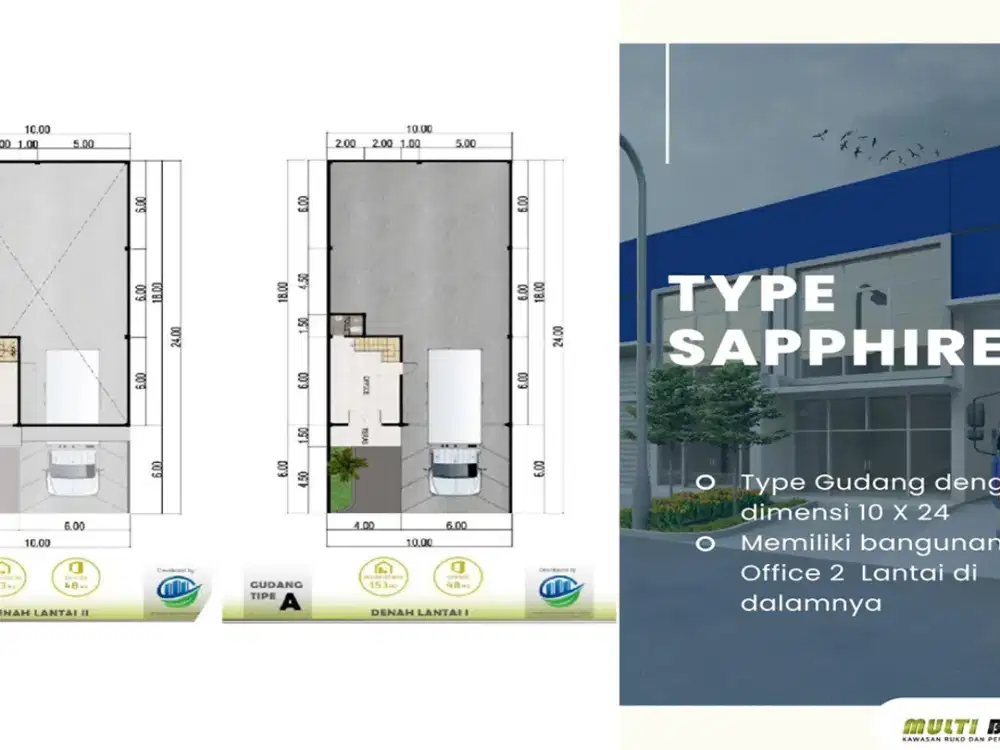 Gudang type Sapphire include Office harga mulai 3M-an di Bekasi