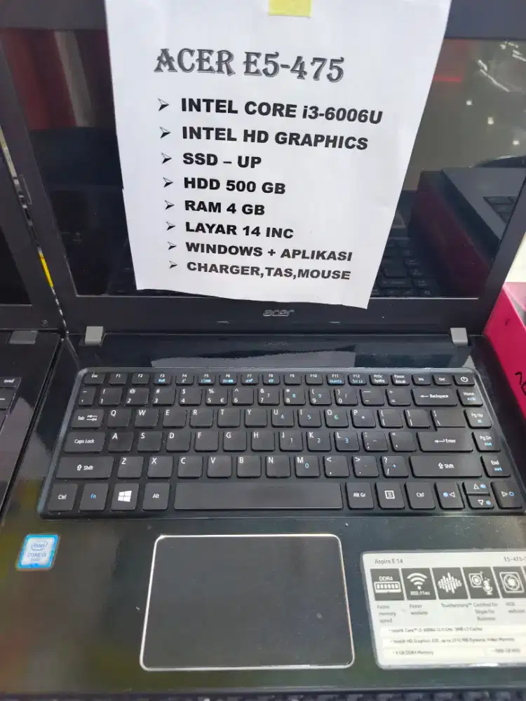 Laptop ACER Intel core i3 second bekas siap pakai