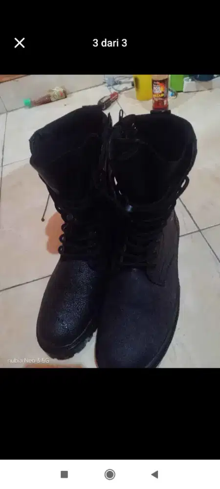 Sepatu PDL Kulit Jeruk Resleting UK 42