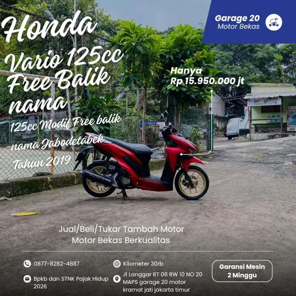 Honda Vario 125cc Pgm_Fi Esp Free BBN Jabodetabek Tahun 2019
