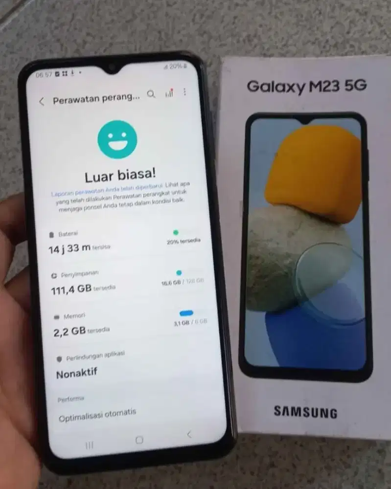 Samsung M23 5G Light Blue 6/128 Fulset, Segel, Normal Pemakaian Harian