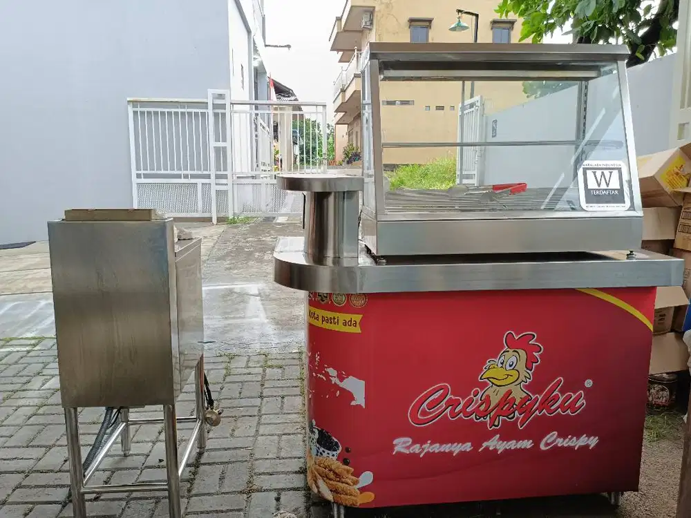 Gerobak Fried Chicken/Booth Fried Chicken + Deep Fryer 18 L + Etalase