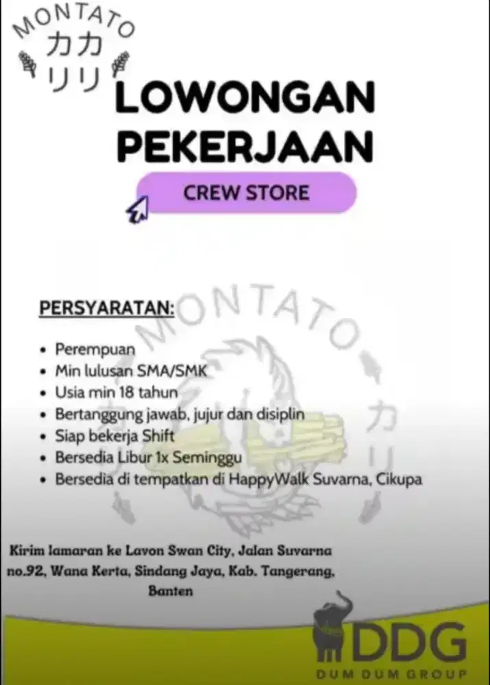 Lowongan montato & dumdum