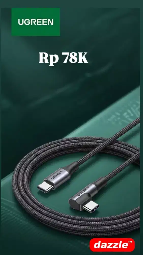 Kd ugreen cable c to c 60 Watt gaming nylon 2m black 50125