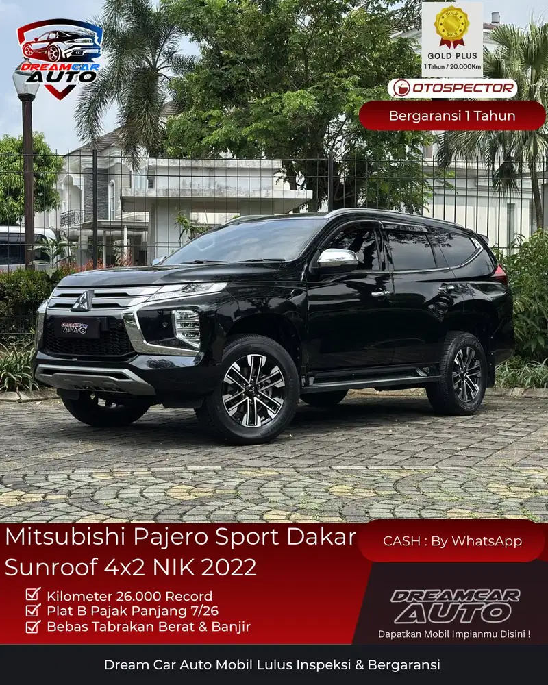 [KM26RB] Mitsubishi Pajero Sport Dakar Sunroof 4x2 Nik 2022