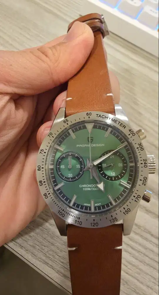 Jual second Jam tangan keren, Pagani design  PD1766 (Hijau dengan Kul)