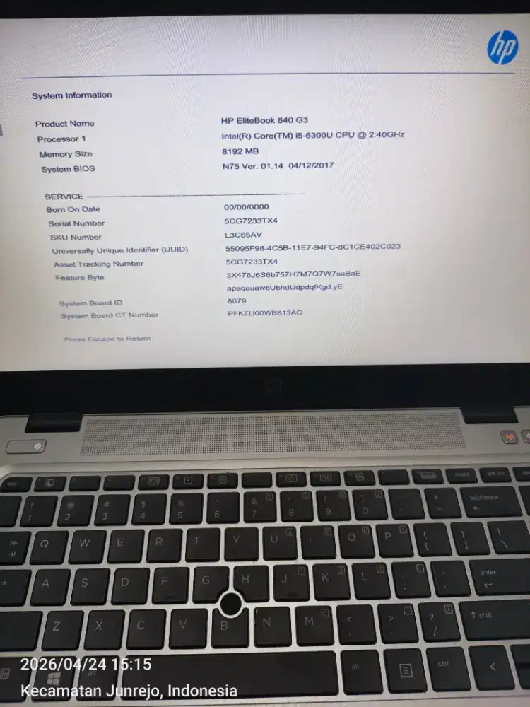 HP Elite Book 840 G3 / i5-6300u / 8GB