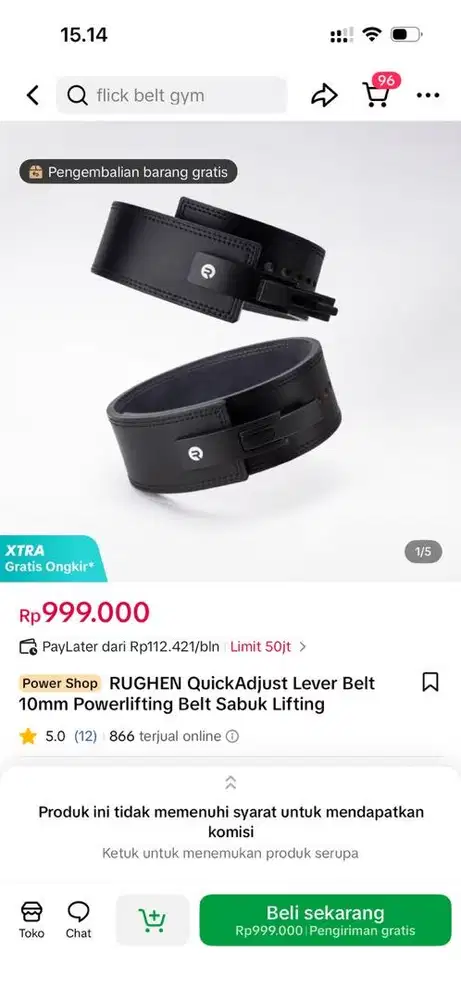 RUGHEN GYM LEVER BELT 10MM (PRELOVED)