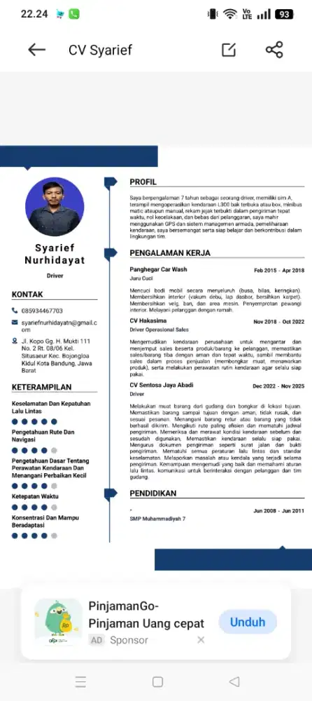 Mencari pekerjaan supir