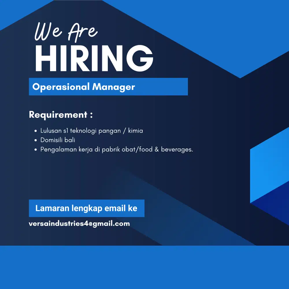 Lowongan Kerja Operasional Manager