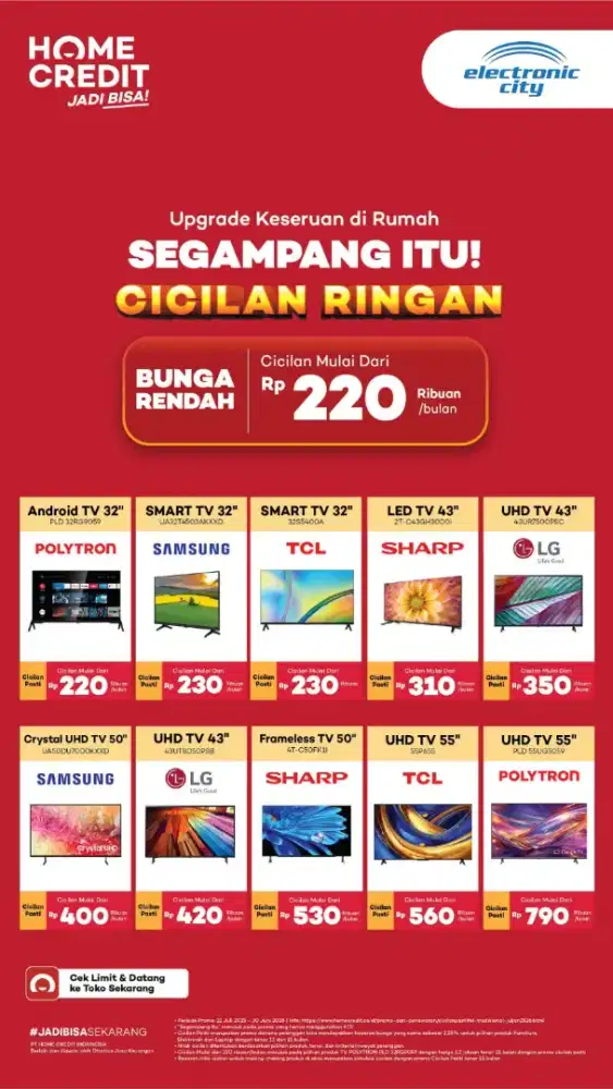 Kredit TV Cicilan Bunga Mulai 0,99% Tenor Panjang
