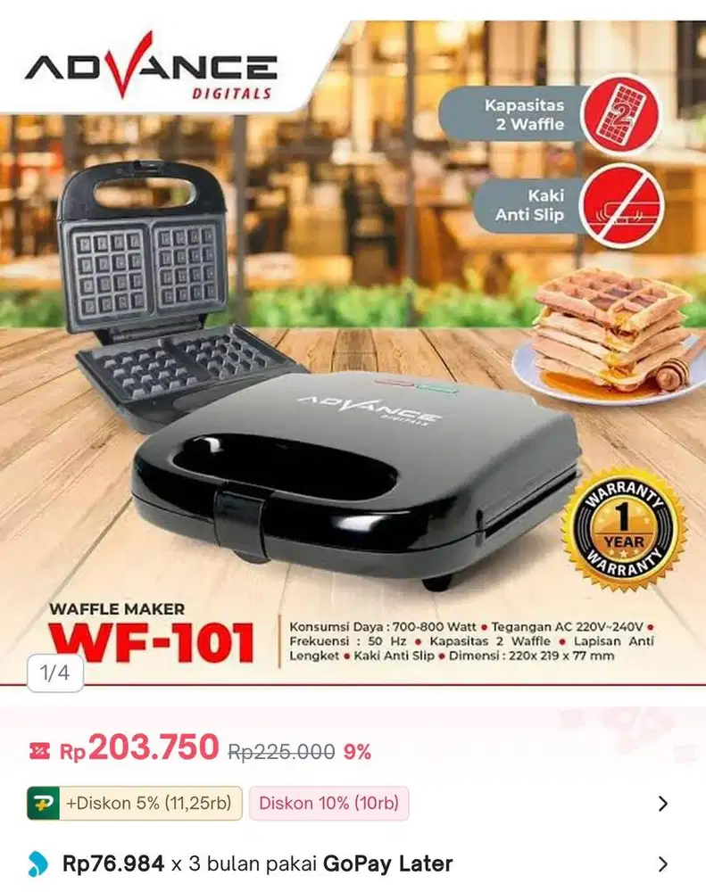 Waffle Maker Panggangan Roti harga Net