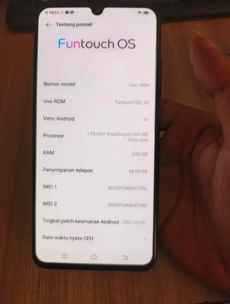 Vivo v11 pro 6/64 amoled batang bs tt