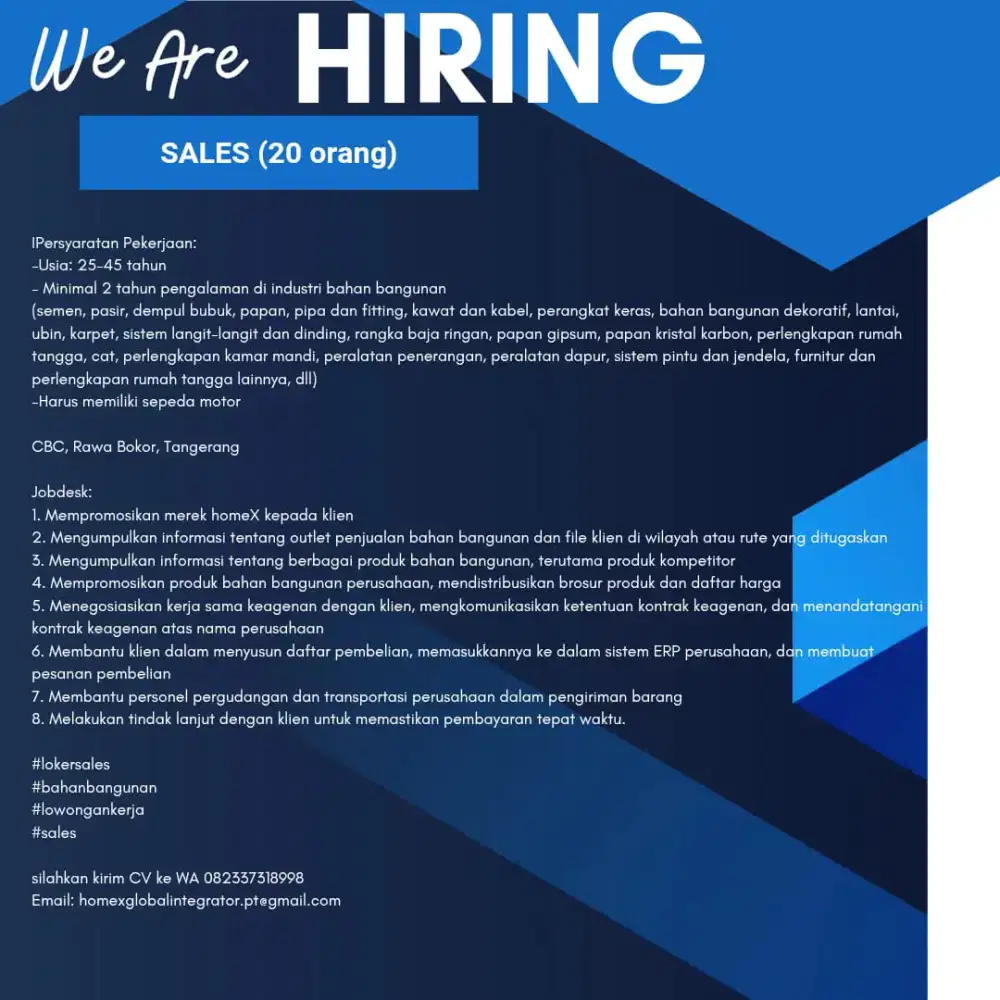 Marketing / sales Bahan Bangunan