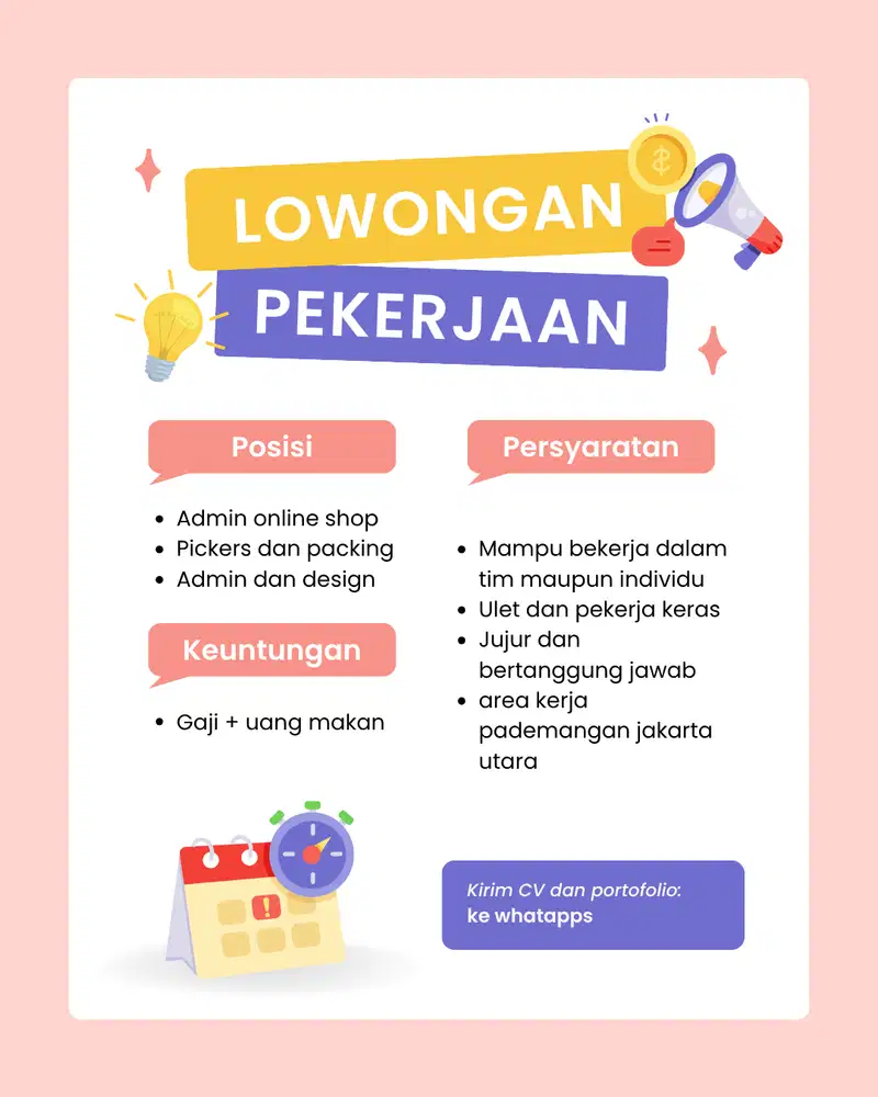 Admin online shop Pickers dan packing Admin dan design