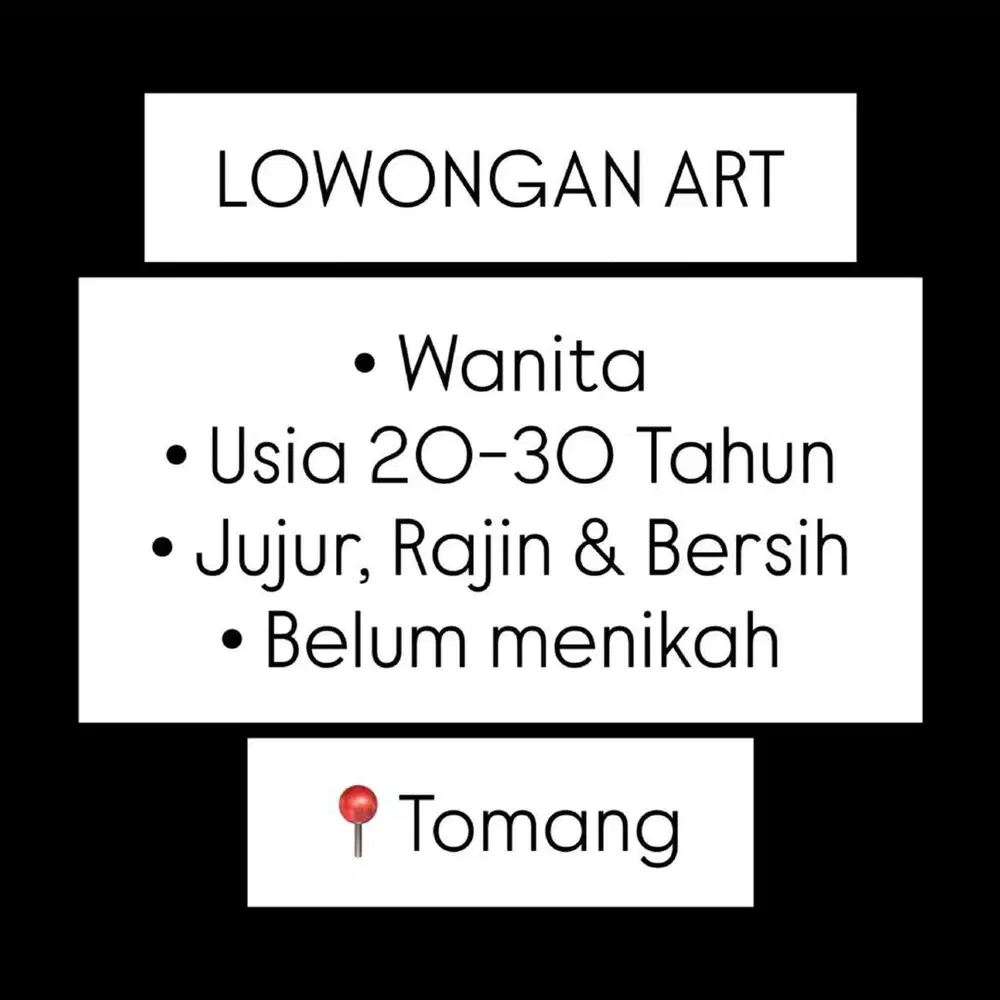 Buka Lowongan ART , jakbar