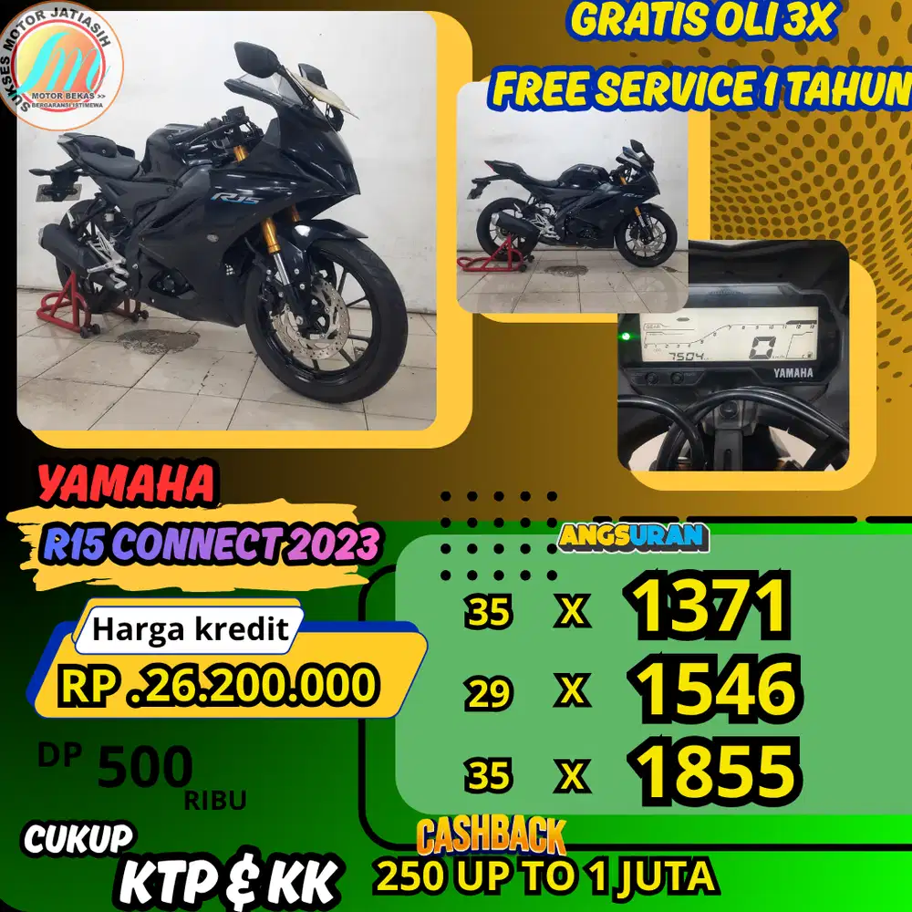 YAMAHA R15 CONNECTED 2023 ANGSURAN TERMURAH SYRT KTP&KK(SUKSESMOTOR)