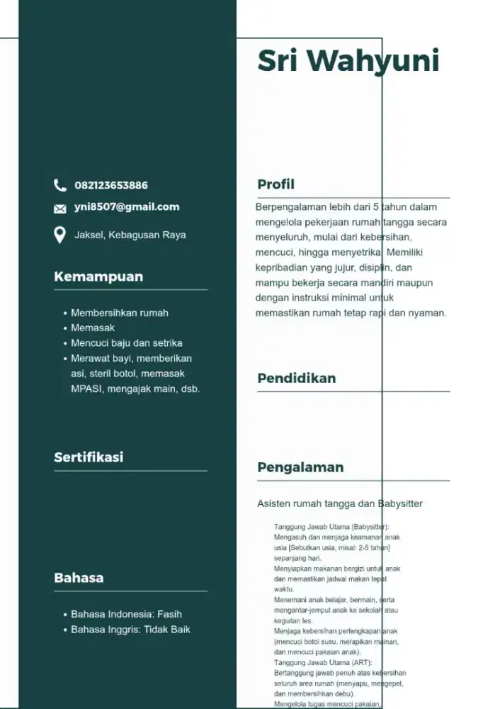 Mencari pekerjaan, art, art serabutan/ babysitter