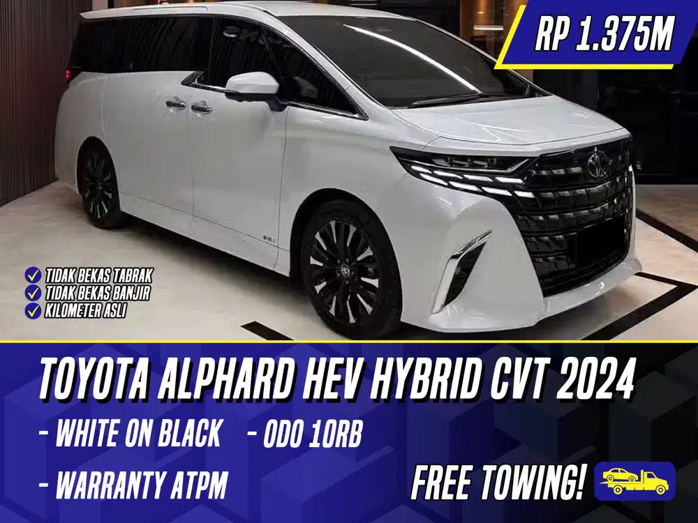 Toyota Alphard HEV Hybrid CVT 2024 White on Black Putih