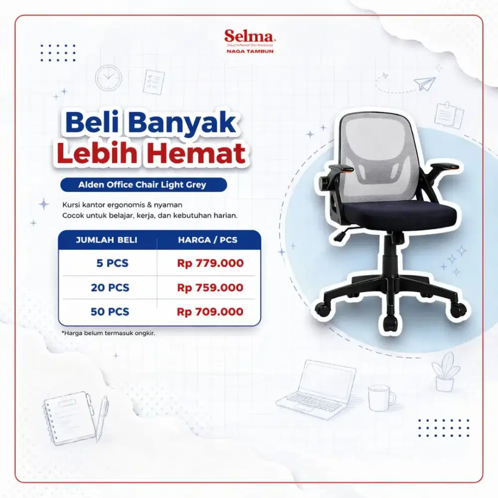 Promo Gila Kursi Kantor Alden Ergonomis Mulai 700 Ribuan