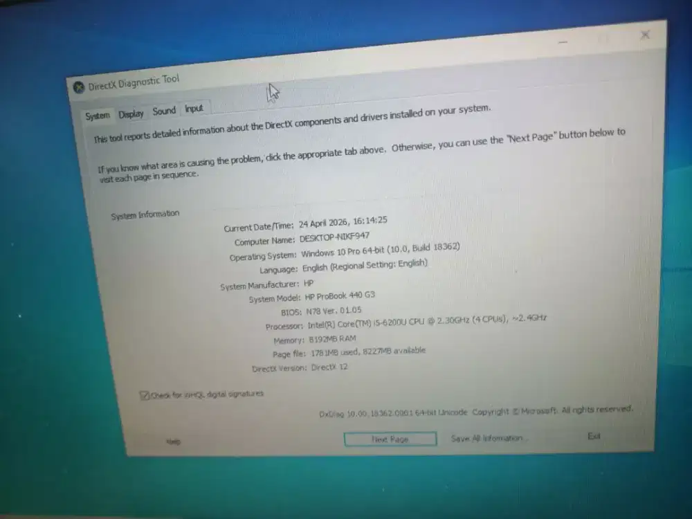 Lactop hp probook 440 G3 ram 8/512 core i5 unit SM cas