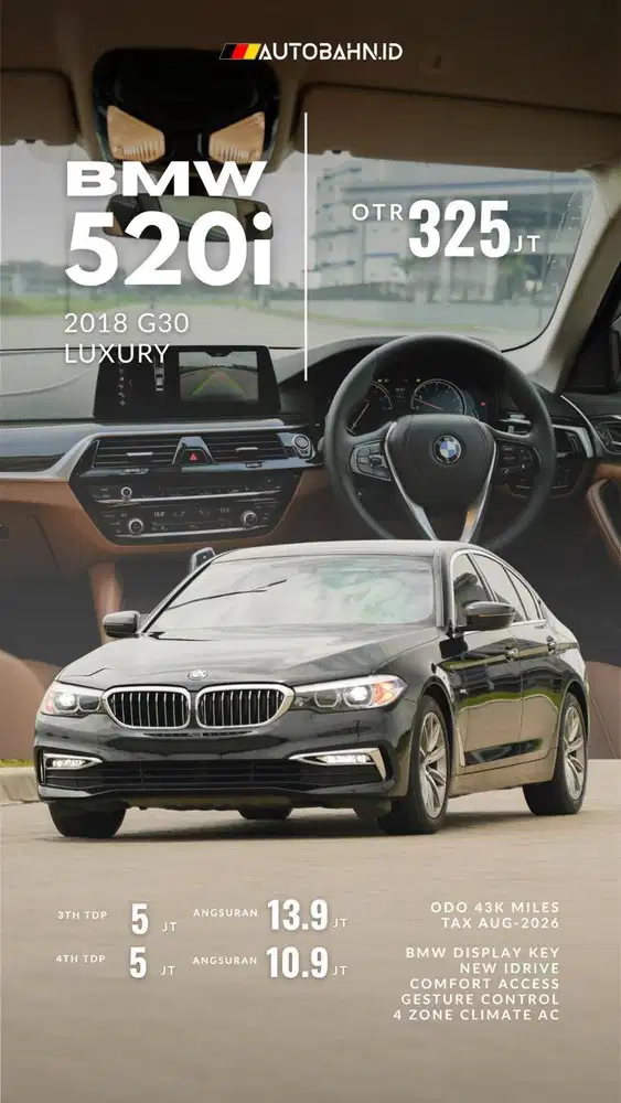 Kalah sm intern? BMW 520i Luxury 2018 Black Luxury 320i e300 c300 c200