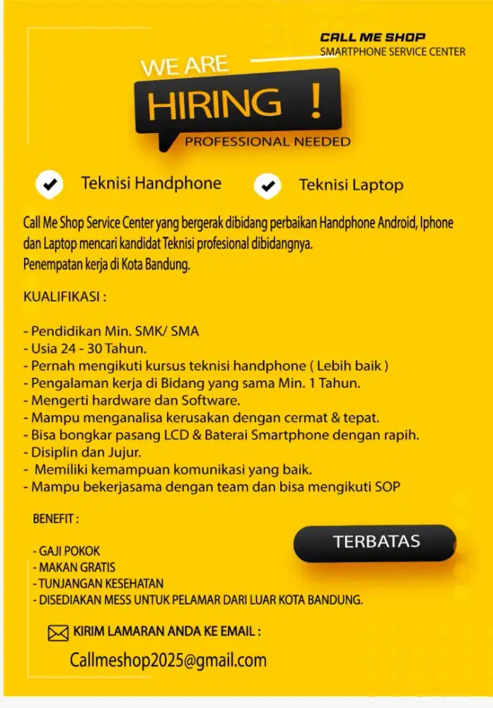 Lowongan Teknisi Profesional