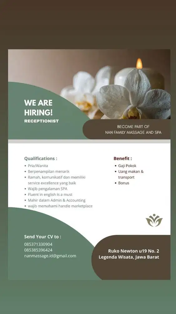 Loker Receptionist/Kasir