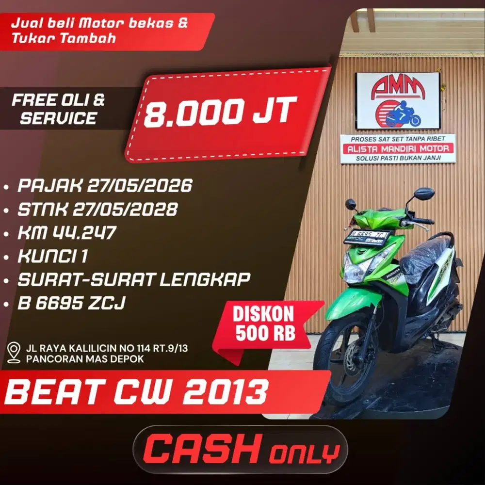 BEAT CW 2013 PAJAK HIDUP CASH ONLY SPAYLATER INDODANA CC 0% ALISTA