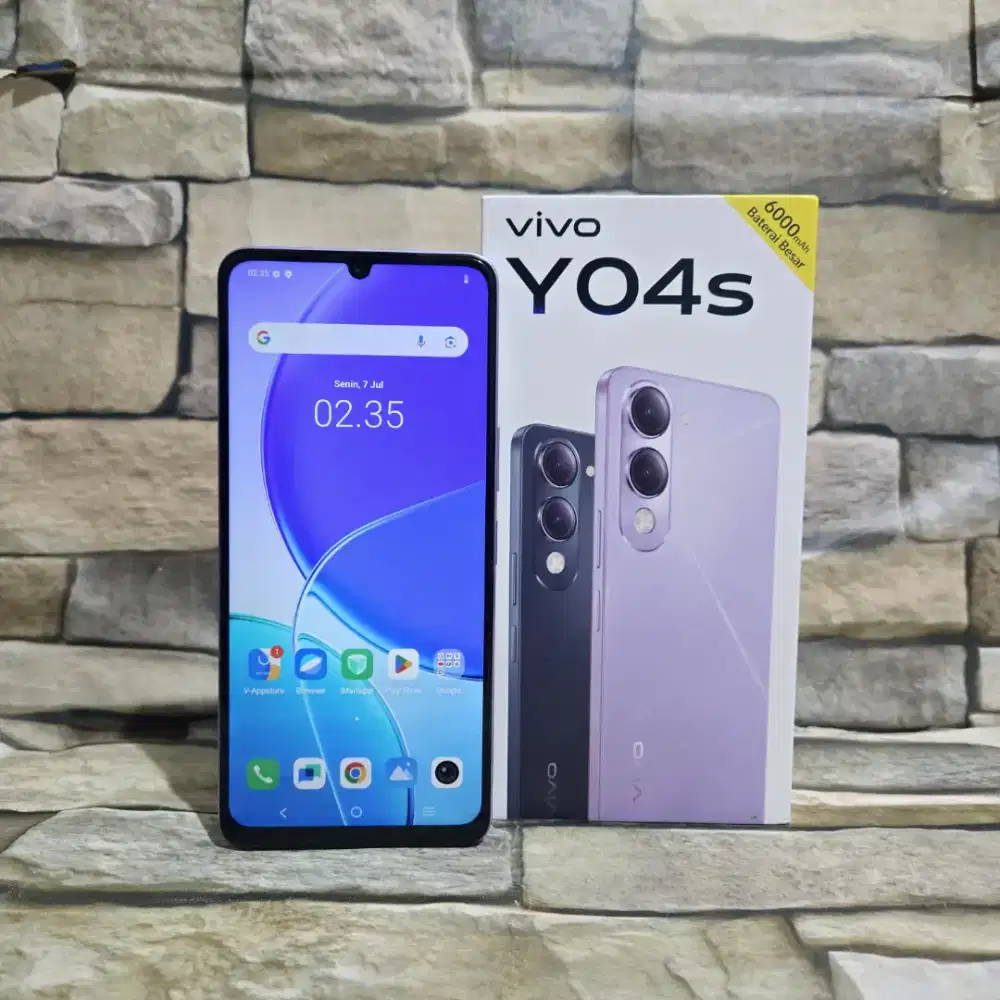 Vivo Y04s 4G 4/128 fullset segel mulus 98% dan masih bergaransi resmi
