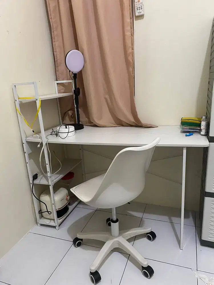 Jual set meja belajar + kursi + rak samping