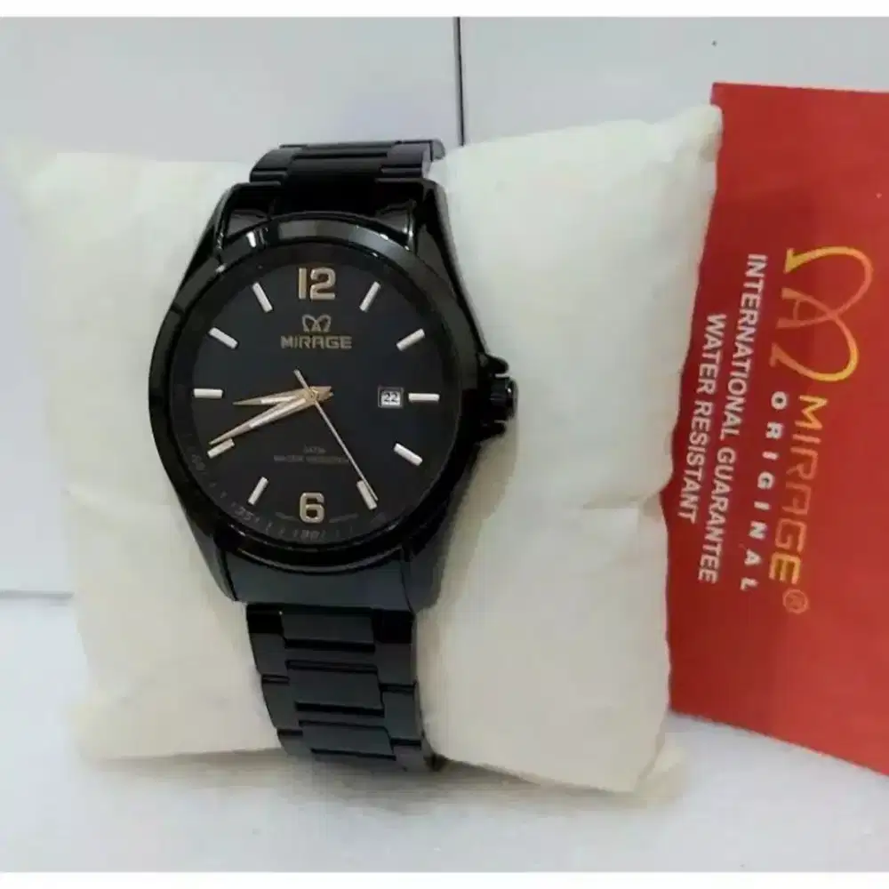 jam tangan pria mirage black ori