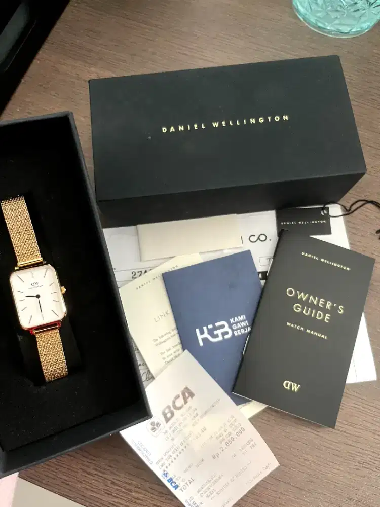 Jam tangan Daniel wellington Quadro white pressed evergold gold