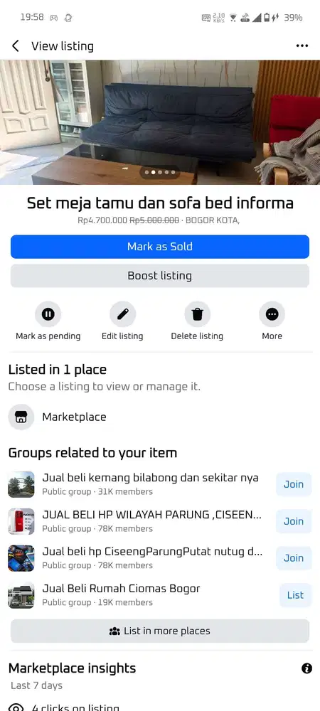 Jual set sofa dan meja informa