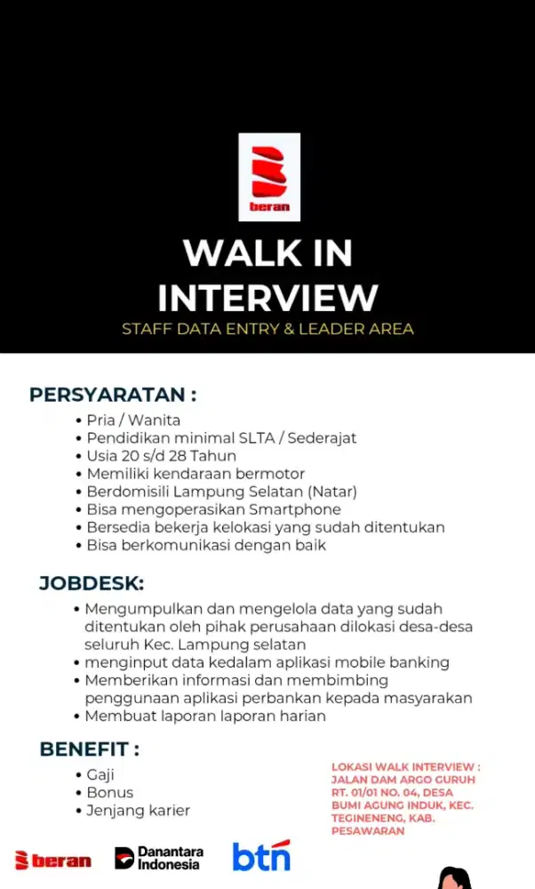 Staff Data Entry Perbankan