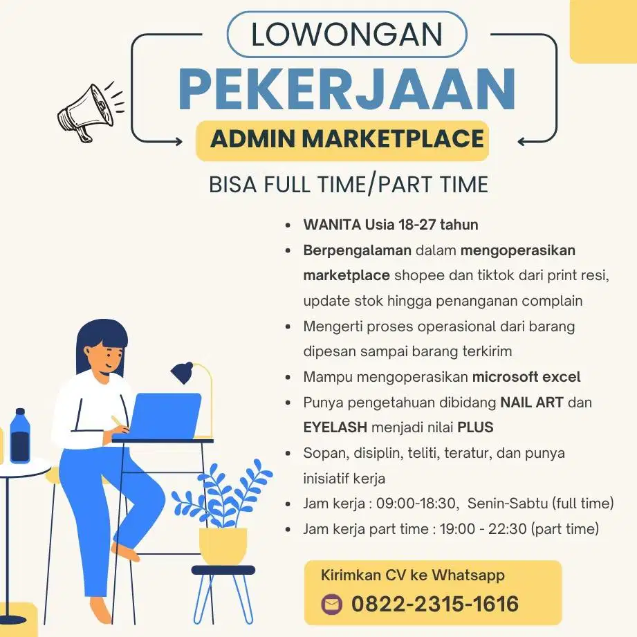 Lowongan Kerja Staf Admin Marketplace Shopee