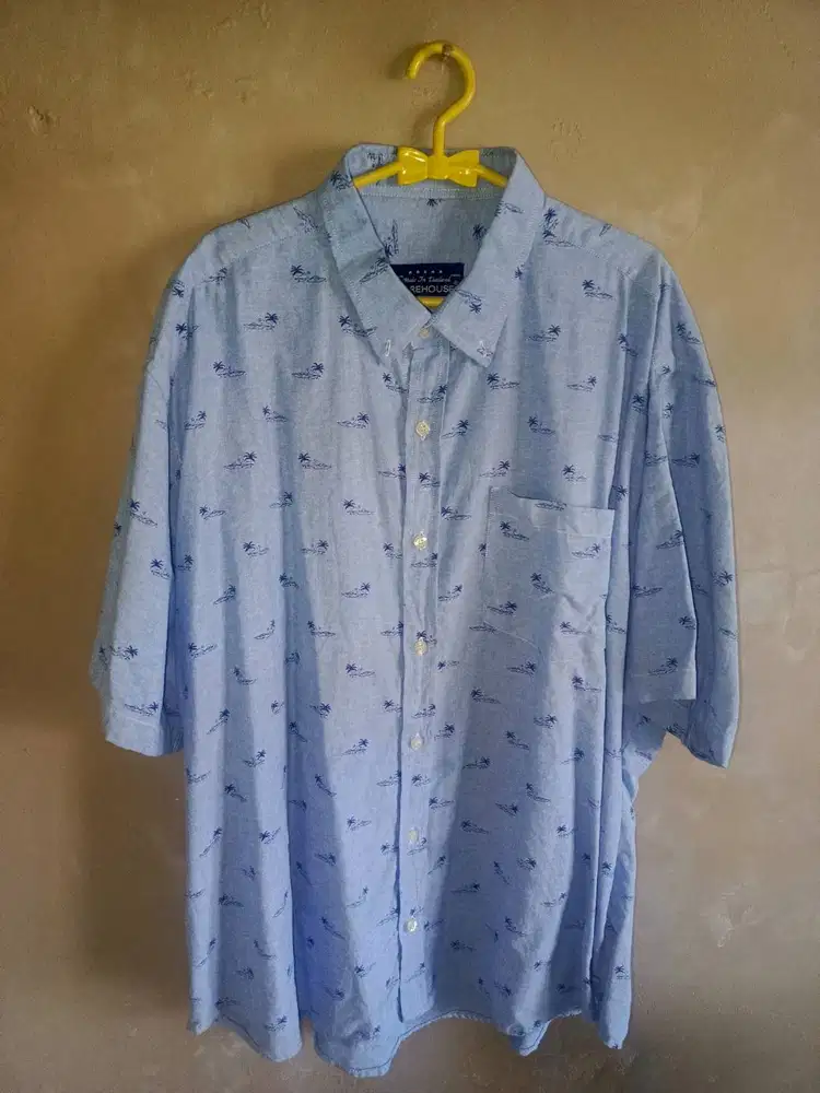 KEMEJA BIG SIZE LENGAN PENDEK WAREHOUSE BRAND BARANG IMPORT MULUS