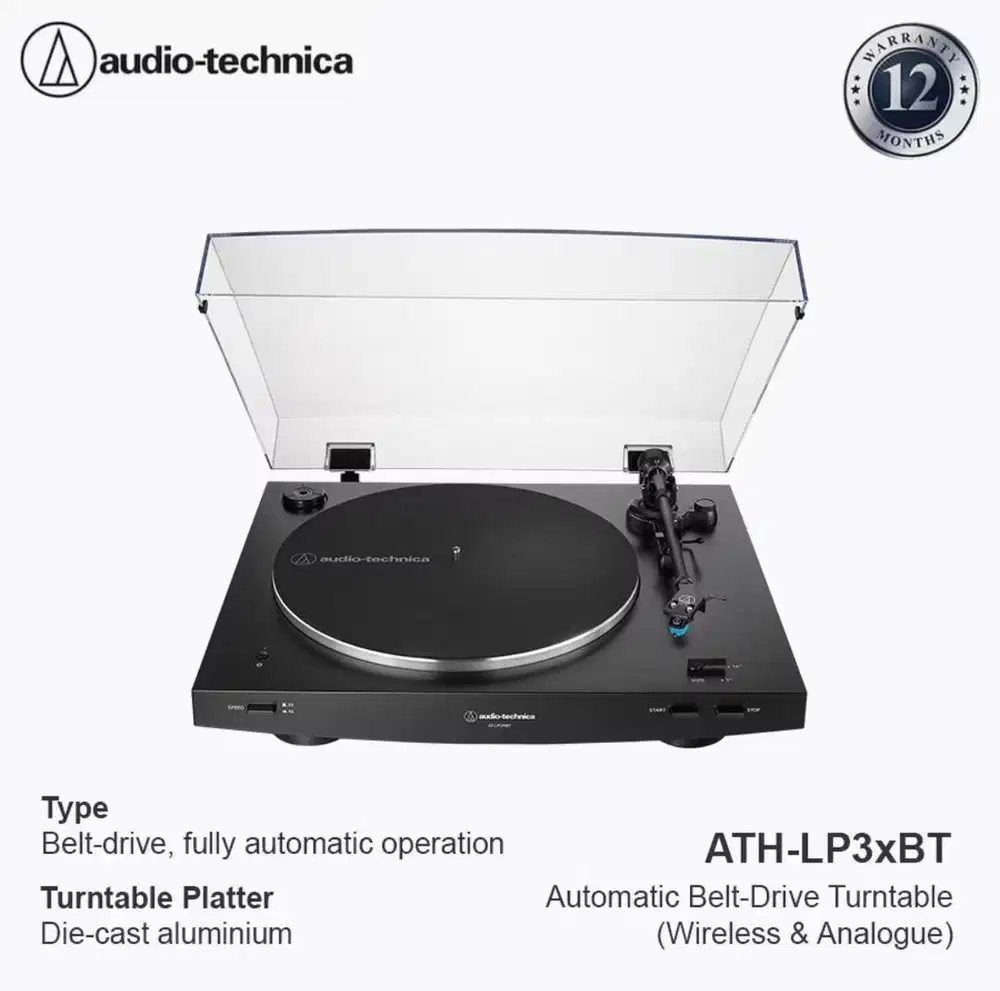 Audio-Technica AT-LP3XBT Automatic Belt-Drive Turntable lengkap