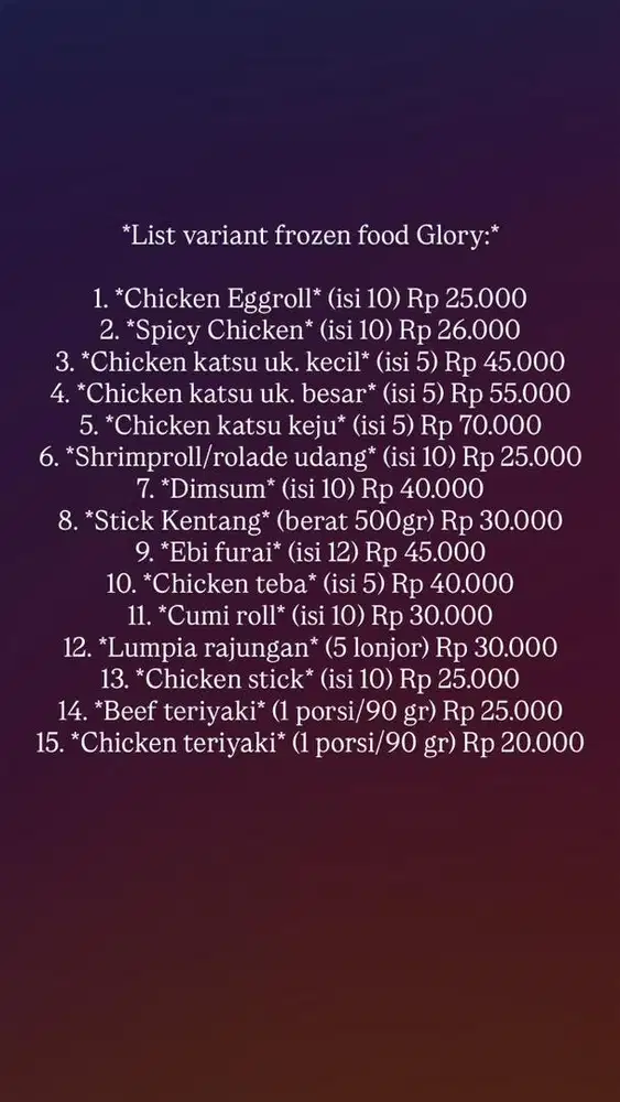 frozen food murah meriah