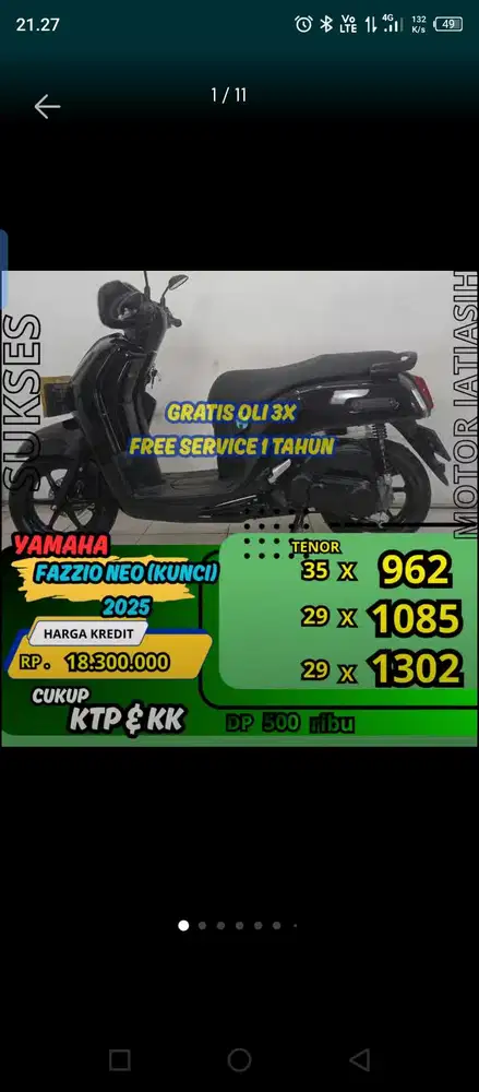 YAMAHA FAZZIO NEO(KUNCI)2025ANGSURAN TERMURAH SYRT KTP&KK(SUKSESMOTOR)