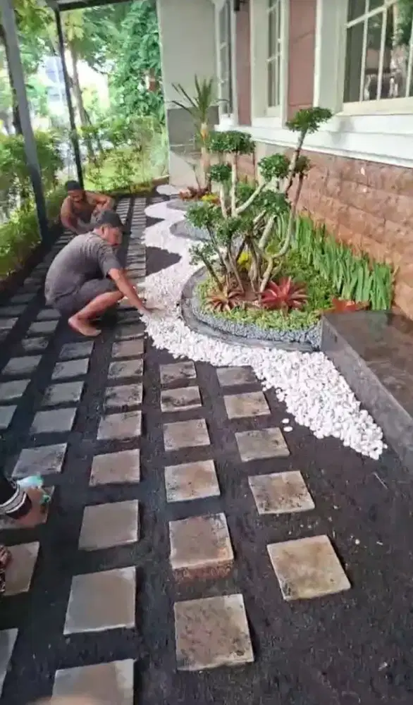 Menerima jasa pembuatan taman kering motif batu corall desainer