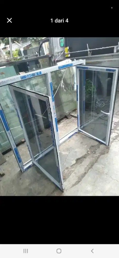 Kusen jendela aluminium T120cm L120cm harga plus pasang 1,7 jt / unit