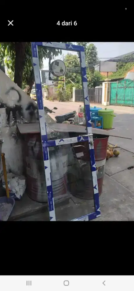 Kusen pintu aluminium swing T220cm L100cm max,harga dg pasang 2,1 jt