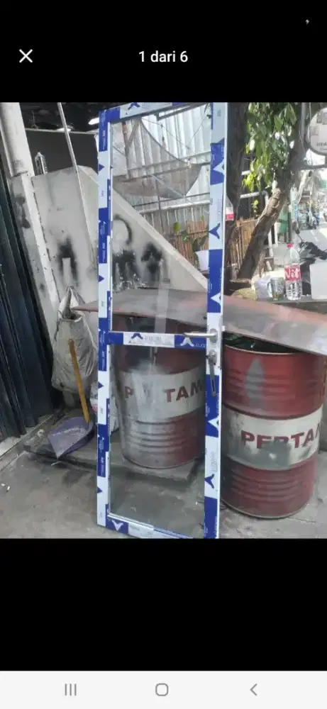 Kusen pintu aluminium swing T220cm L100cm max,hrg sama pasang 2,1 jt