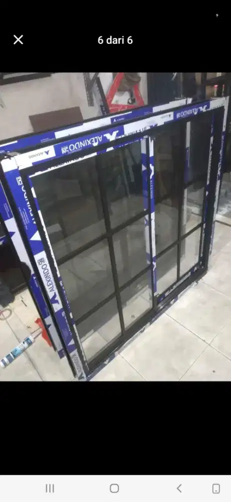 Jendela geser alumunium ornamen T120cm L120cm harga plus pasang 1,9 jt