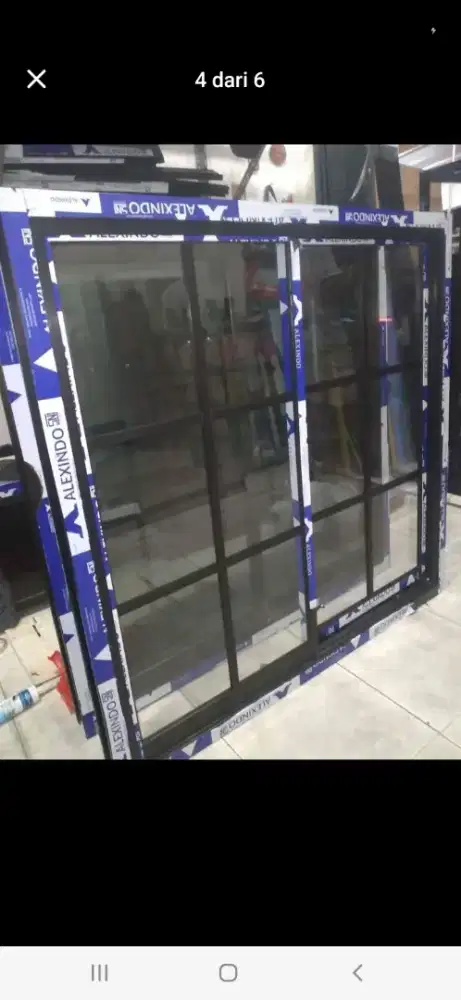 Jendela geser aluminium ornamen T120cm L120cm harga terpasang 1,9 jt