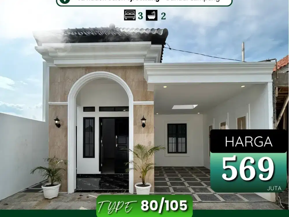 RUMAH MODERN CLUSTER DP MURAH ALL IN DEKAT KAMPUS UNILA PUSAT KOTA BANDAR LAMPUNG